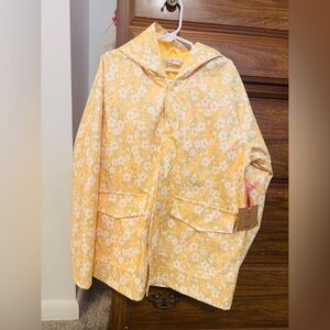 Young hearts Floral Yellow Raincoat girls  sz 7/8